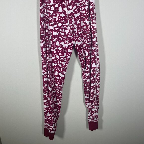 Pact Organic Cotton Men/Women Whimsical Holiday Pajamas Set Size Small Red White - Picture 7 of 8
